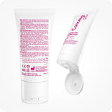 The image of two Conceive Plus Fertility Lubricant 30ml tubes on a white background. One tube with backside towards camera is placed on the left side of the frame while another tube placed in an oblique style with lid side facing down on the right side of the frame and has its lid open.