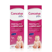 The image of two boxes of Conceive Plus Fertility Lubricant 30ml on a white background. The boxes are placed side by side in the center of the frame with their front sides towards the camera.