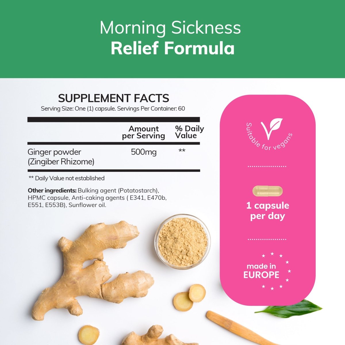 Morning Sickness Relief, 60 Capsules - Female fertility vitamins - Conceive Plus®