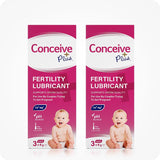 The image of two boxes of Conceive Plus Fertility Lubricant 3x4g Pre-filled Applicators placed side by side on a white background. The front of the boxes is towards the camera and they are placed in the middle of the frame.